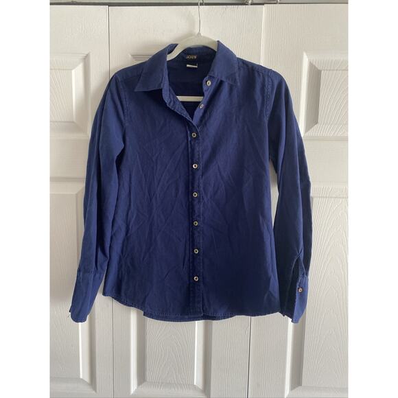 J Crew Womens 6 Navy Laura Femme Fit Button Down Collared Long Sleeve Career - Picture 1 of 5
